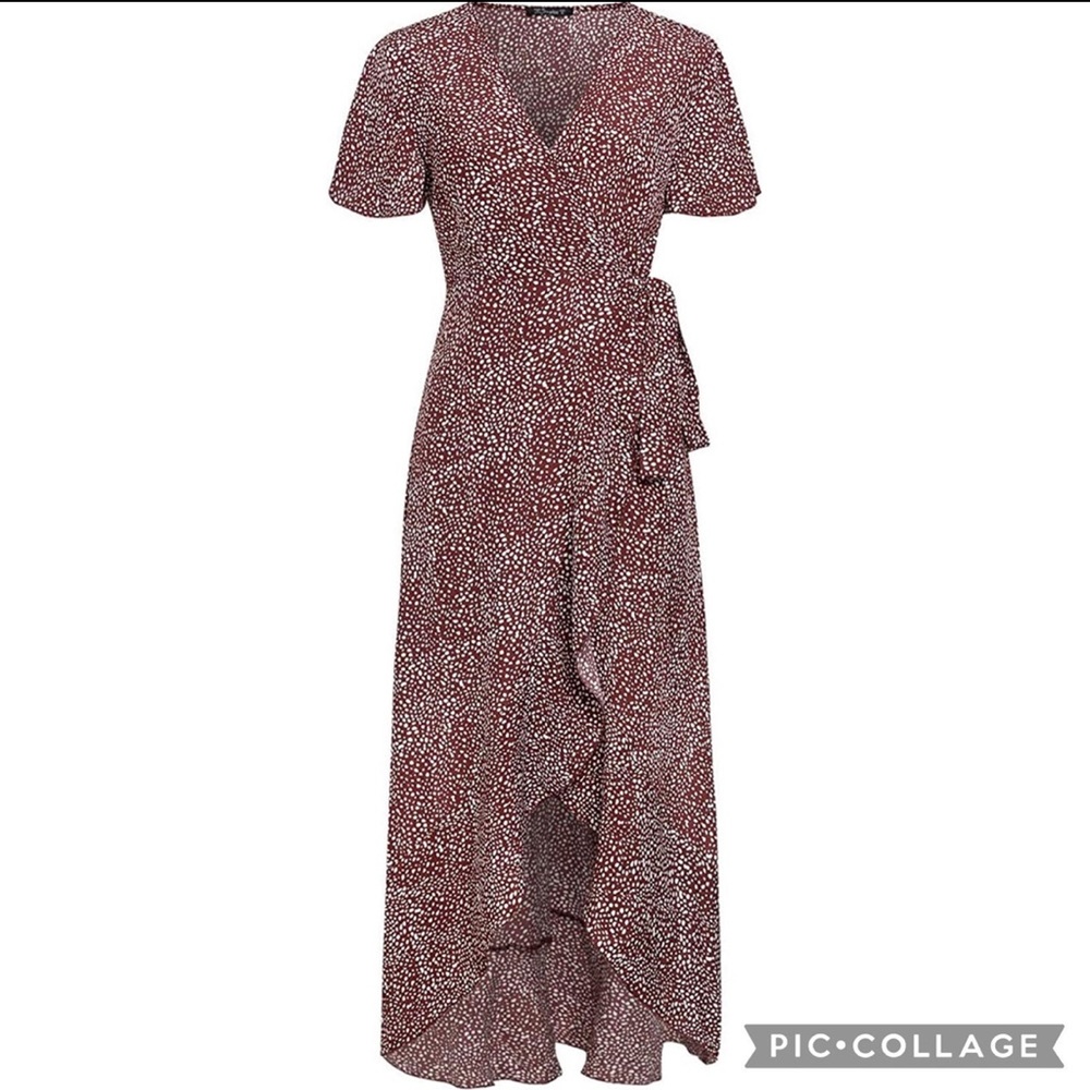 Simplee - Women’s Polka Dot Maxi Wrap Dress - XL